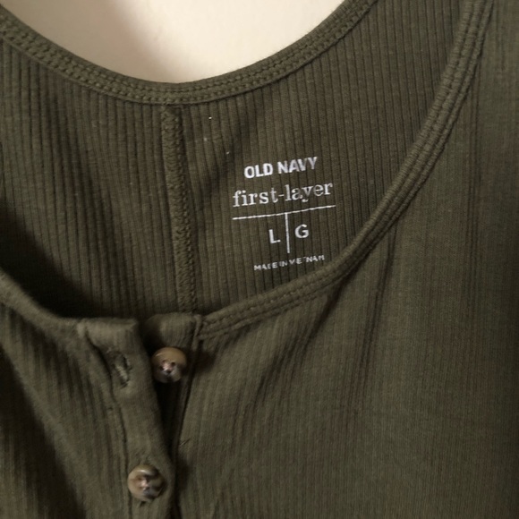 OLD NAVY TOP SLEEVELESS in OLIVE GREEN w/ BUTTONS - Picture 3 of 3